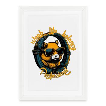 Professionnel du hamster : équilibre vie professionnelle/vie privée - Affiche encadrée (27 × 37 cm) - blanc - Devant