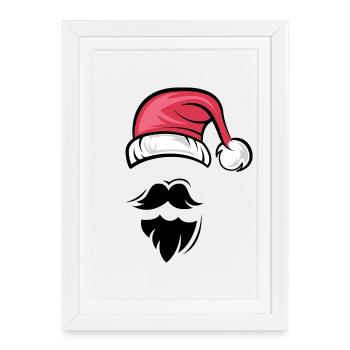 Père Noël Père Noël chapeau barbe barbe icône - Affiche encadrée (27 × 37 cm) - blanc - Devant