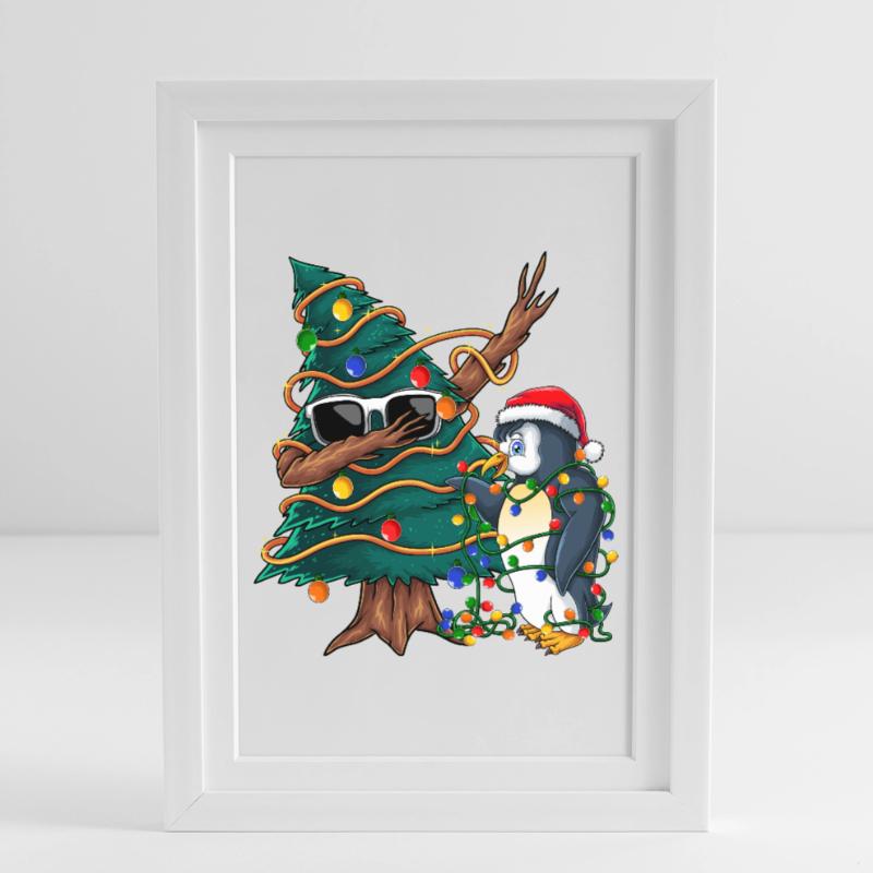 Arbre de Noël Dapping - Pull de Noël Dapping Affiche encadrée (27 × 37 cm)