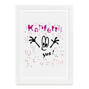 Confettis Carnaval Bande Dessinée - Affiche encadrée (27 × 37 cm) - blanc - Devant