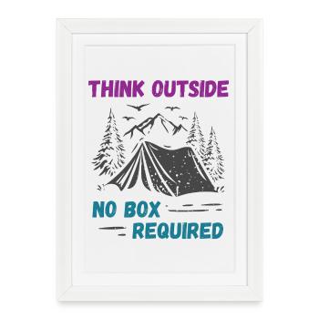 Camping, Randonnée, Forêt - Pensez à l’extérieur - Affiche encadrée (27 × 37 cm) - blanc - Devant