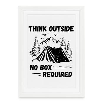 Camping, Randonnée, Forêt - Pensez à l’extérieur - Affiche encadrée (27 × 37 cm) - blanc - Devant