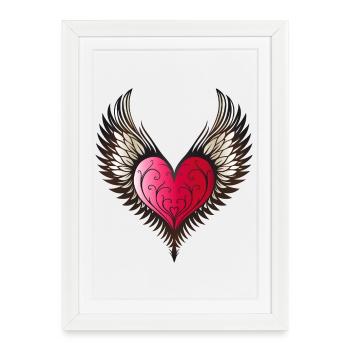 Ailes de coeur Cœur ailé - Affiche encadrée (27 × 37 cm) - blanc - Devant