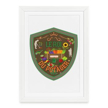 Roi du potager. Fête jardinier. Fruits et légumes - Affiche encadrée (27 × 37 cm) - blanc - Devant