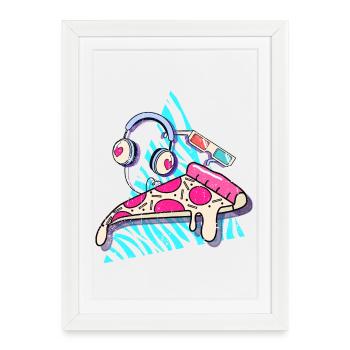 Melting Pizza Beats Headphones - Framed poster (27 × 37 cm) - white - Front