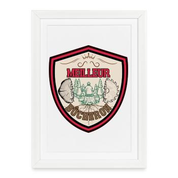 Meilleur Bûcheron. Garde forestier. Papa bûcheron - Affiche encadrée (27 × 37 cm) - blanc - Devant