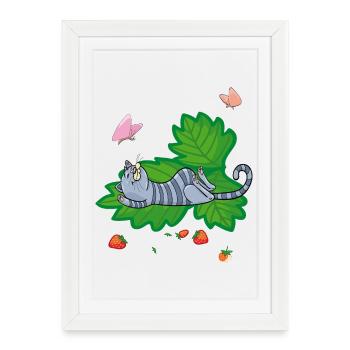 L’heure des fraises, la dent sucrée - Affiche encadrée (27 × 37 cm) - blanc - Devant