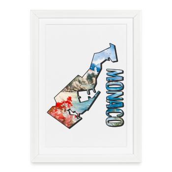 Carte à l’aquarelle Monaco - Affiche encadrée (27 × 37 cm) - blanc - Devant
