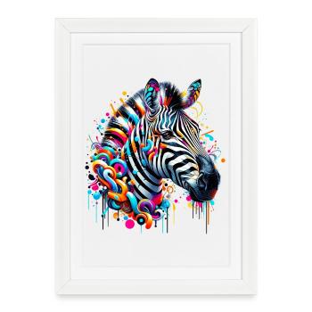 Zèbre - Affiche encadrée (27 × 37 cm) - blanc - Devant