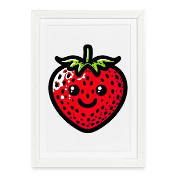 Strawberry Strawberries - Framed poster (27 × 37 cm) - white - Front
