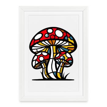 Fungo Funghi Mushroom Mushrooms - Framed poster (27 × 37 cm) - white - Front