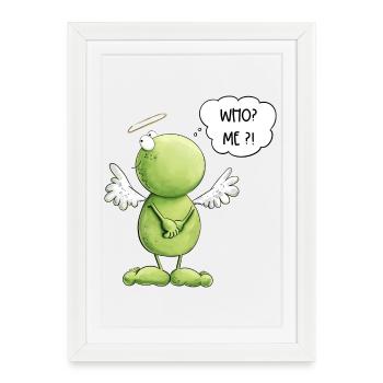 Frog Angel Innocence Who Me Saying - Framed poster (27 × 37 cm) - white - Front
