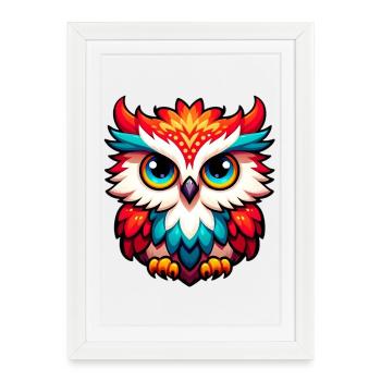 Owl - Framed poster (27 × 37 cm) - white - Front