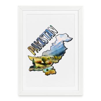 Carte à l’aquarelle Pakistan - Affiche encadrée (27 × 37 cm) - blanc - Devant