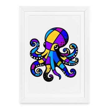 Octopus - Framed poster (27 × 37 cm) - white - Front