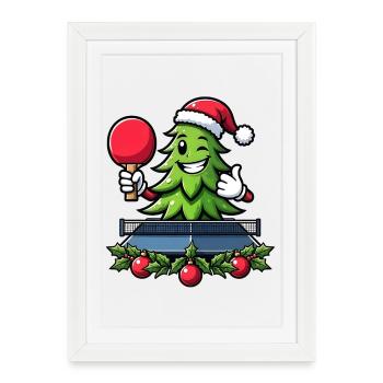 Tennis de table Arbre de Noël Costume Arbre de Noël - Affiche encadrée (27 × 37 cm) - blanc - Devant