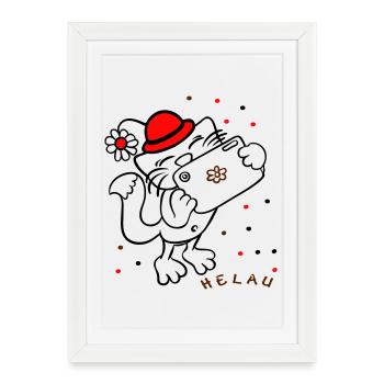 Le chat fête le carnaval - Affiche encadrée (27 × 37 cm) - blanc - Devant