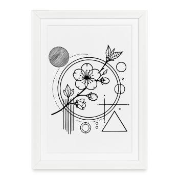 Fleurs de Sakura – L’équilibre esthétique de la nature - Affiche encadrée (27 × 37 cm) - blanc - Devant