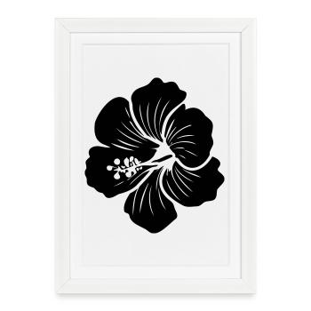 Fleur d’hibiscus – Icône de symbole (SVG) Pavillon - Affiche encadrée (27 × 37 cm) - blanc - Devant