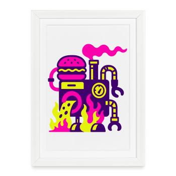 Machine à hamburger - Affiche encadrée (27 × 37 cm) - blanc - Devant