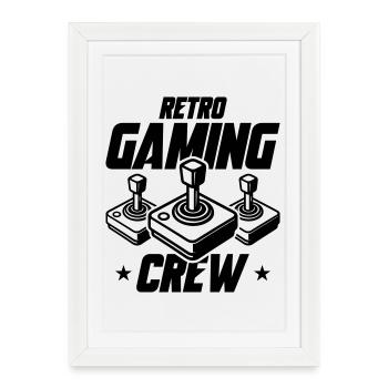 Retro Gaming Crew Gamer - Affiche encadrée (27 × 37 cm) - blanc - Devant