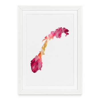 Norvège - Norvège - Norvège - Drapeau - Scandinavie - Affiche encadrée (27 × 37 cm) - blanc - Devant