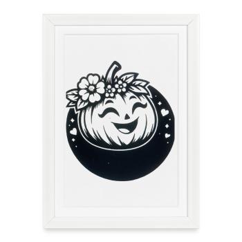 friendly pumpkin with flowers - Framed poster (27 × 37 cm) - white - Front