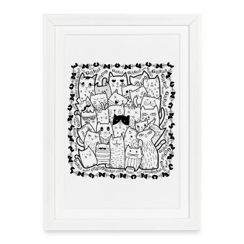 Chats V1N - Affiche encadrée (27 × 37 cm) - blanc - Devant