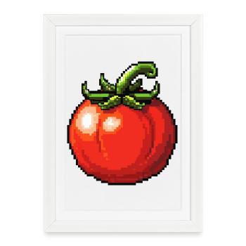 PixelTomate Retro - Framed poster (27 × 37 cm) - white - Front