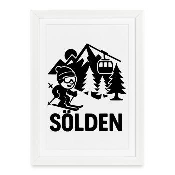 Sölden Ski - Affiche encadrée (27 × 37 cm) - blanc - Devant