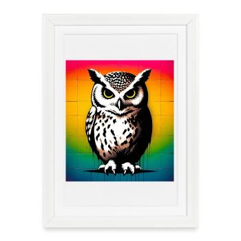 Eule - Gerahmtes Poster (27 × 37 cm) - Weiß - Vorne