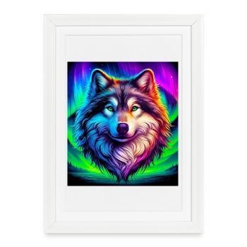 Loup - Affiche encadrée (27 × 37 cm) - blanc - Devant