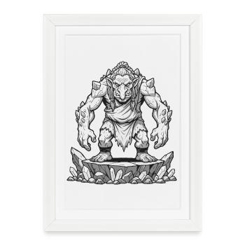 Troll sur le plateau rocheux - Affiche encadrée (27 × 37 cm) - blanc - Devant