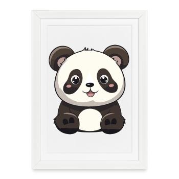 Panda Cartoon Doux et Charmeur - Affiche encadrée (27 × 37 cm) - blanc - Devant