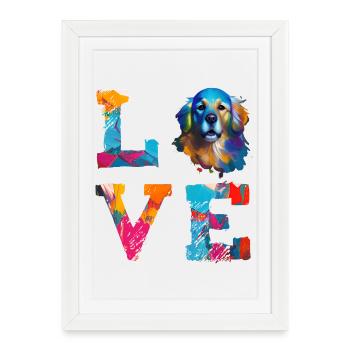Golden Retriever Love Watercolor Art for Dog Lover - Framed poster (27 × 37 cm) - white - Front