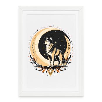 Loup Bohème - Affiche encadrée (27 × 37 cm) - blanc - Devant