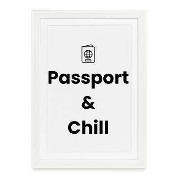 Passport & Chill – Chemise de voyage - Affiche encadrée (27 × 37 cm) - blanc - Devant