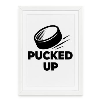 Logo PUCKED-UP - Affiche encadrée (27 × 37 cm) - blanc - Devant