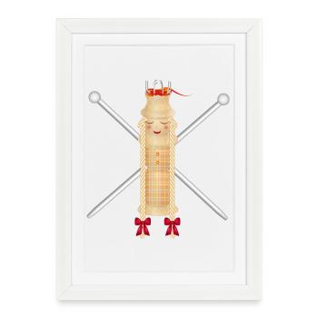 Knitting Doll with Knitting Needles – Creative Motif - Framed poster (27 × 37 cm) - white - Front