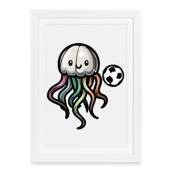 Méduse Football Bande dessinée - Affiche encadrée (27 × 37 cm) - blanc - Devant