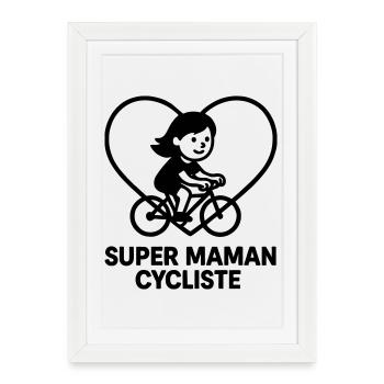 Super maman cycliste – Cœur vélo cyclisme - Affiche encadrée (27 × 37 cm) - blanc - Devant