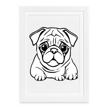 T-shirt cadeau de Noël pour chiens carlins blancs - Affiche encadrée (27 × 37 cm) - blanc - Devant