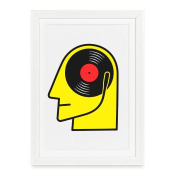 Portrait de tête d’album rétro en vinyle - Affiche encadrée (27 × 37 cm) - blanc - Devant