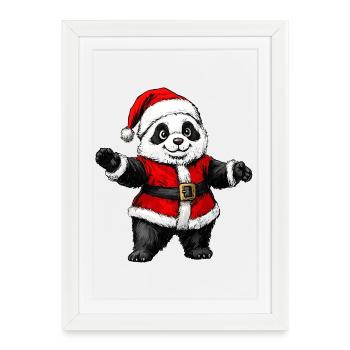 Panda Santa Claus - Affiche encadrée (27 × 37 cm) - blanc - Devant
