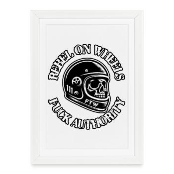 Skull Helmet FTW Moto Logo - Framed poster (27 × 37 cm) - white - Front