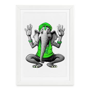 Yoga des éléphants - Affiche encadrée (27 × 37 cm) - blanc - Devant