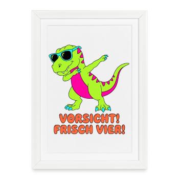 Méfiez-vous du Fresh Four qui fait du dab à Dino - Affiche encadrée (27 × 37 cm) - blanc - Devant