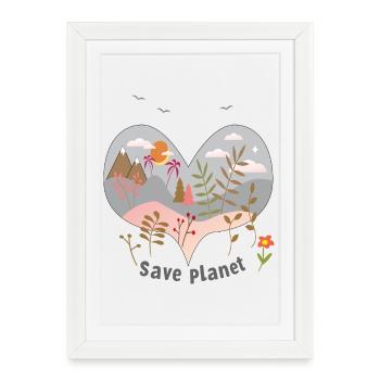 Save Planet - Framed poster (27 × 37 cm) - white - Front