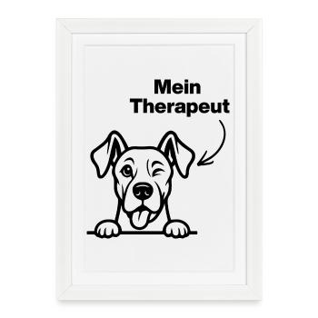THE DOG IS MY THERAPIST, DOGS! 🐶 DOGLOVER PAW - Framed poster (27 × 37 cm) - white - Front