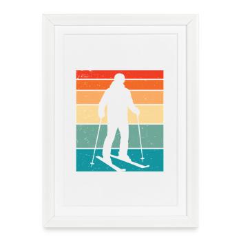 Skiing Skiers skieurs - Affiche encadrée (27 × 37 cm) - blanc - Devant